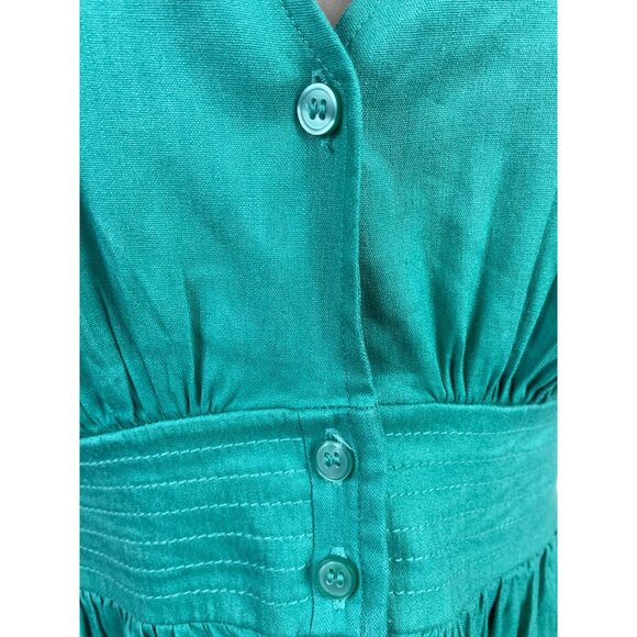 Chelsea 28 Green Women’s Ruffled Sleeve Fit & Flare Button Front Dress Size S - Picture 5 of 9